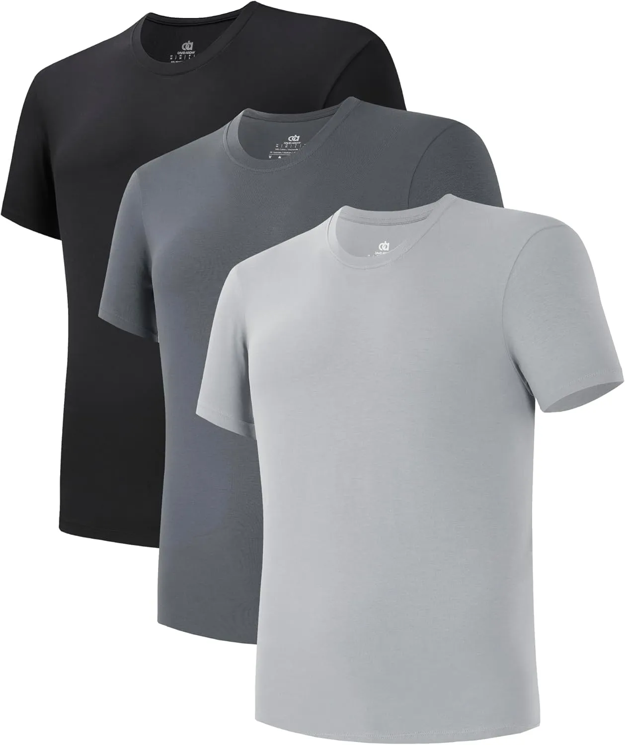 DAVID ARCHY Men's Undershirts Combed Cotton T-Shirt Soft Moisture-Wicking Undershirt Crew Neck or V Neck Tees 3 Pack