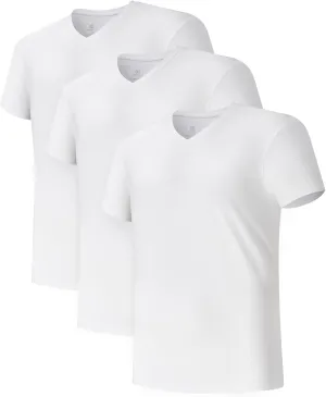 DAVID ARCHY Men's Undershirts Combed Cotton T-Shirt Soft Moisture-Wicking Undershirt Crew Neck or V Neck Tees 3 Pack