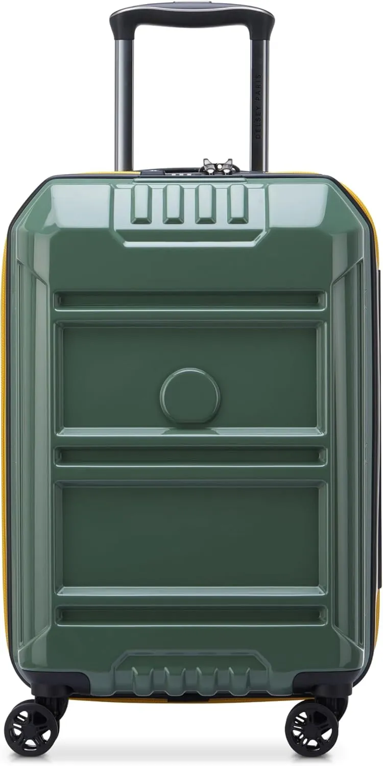 DELSEY PARIS Rempart Hardside Expandable Luggage with Spinner Wheels, Army Green, Carry-On 19 Inch