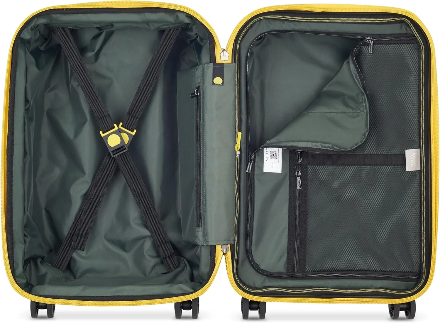 DELSEY PARIS Rempart Hardside Expandable Luggage with Spinner Wheels, Army Green, Carry-On 19 Inch