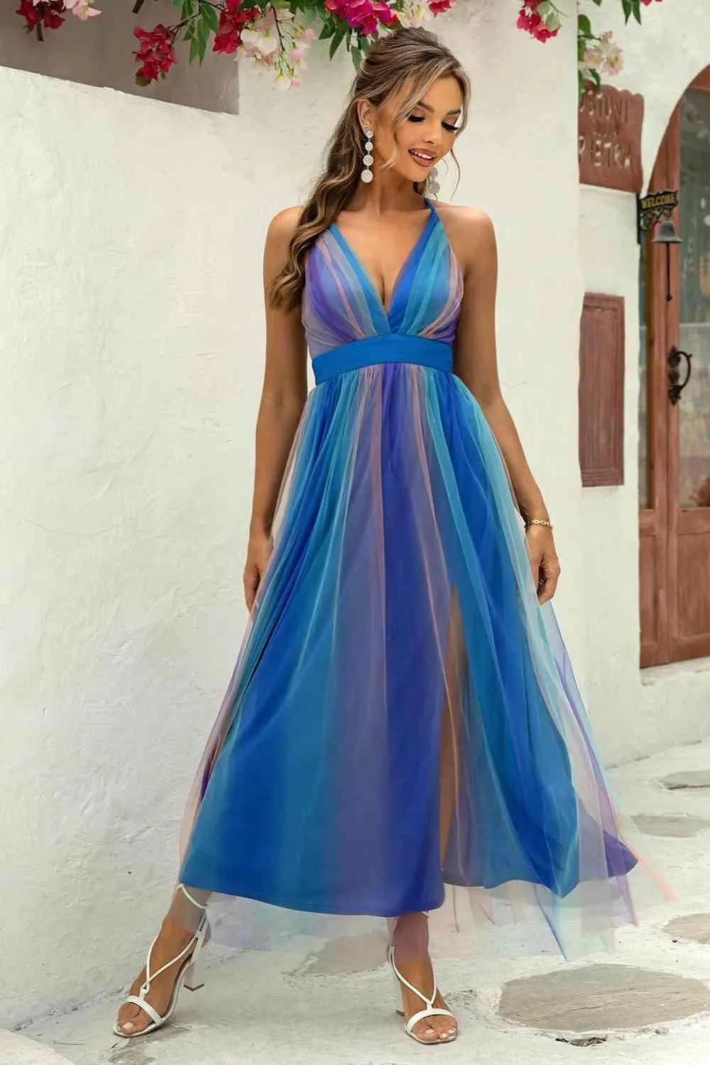 Elegant Crisscross Backless Mesh Dress | Effortless Sophistication & Comfortable Fit