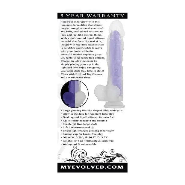 Evolved Luminous Stud 10.5" Glowing Dildo with Suction Cup Base