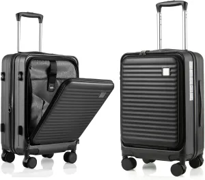 Expandable Carry On Luggage Durable Hardside Lightweight Rolling Suitcases with Spinner Wheels TSA Lock, (Black, 20-Inch)