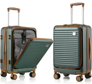 Expandable Carry On Luggage Durable Hardside Lightweight Rolling Suitcases with Spinner Wheels TSA Lock, (Dark Green, 20-Inch)