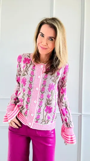 Floral Cascade Button Cardigan