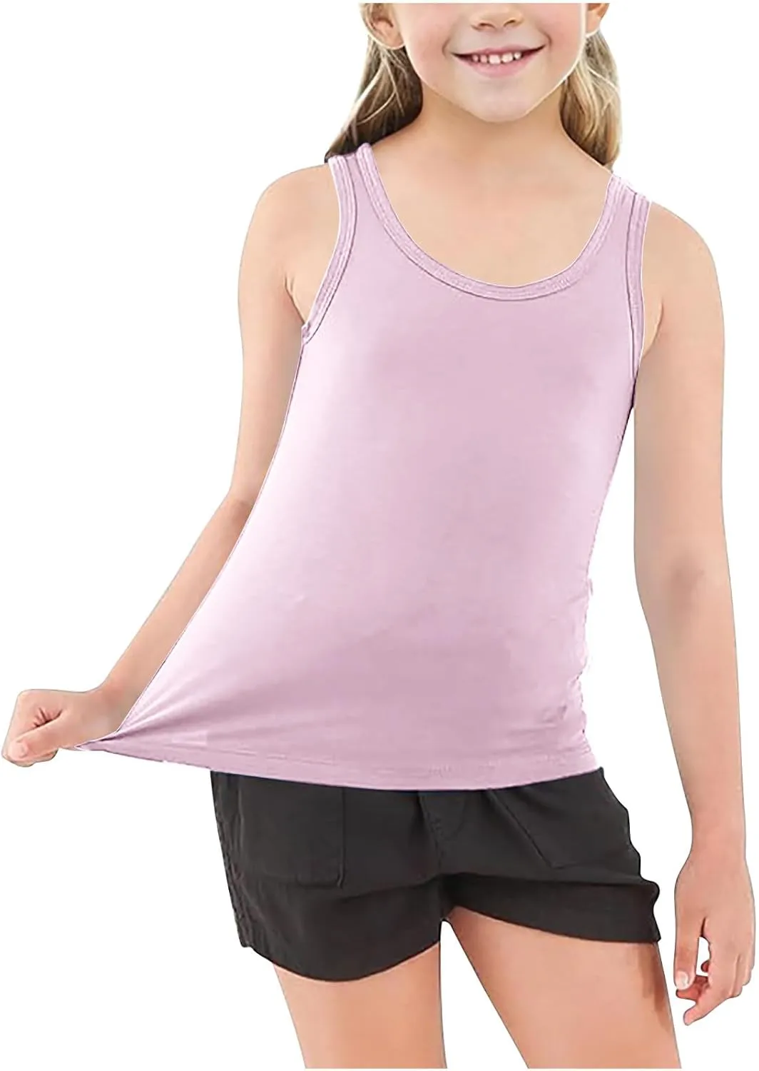 Girls Undershirts Boys Dance Tank Top Kids Sleeveless Tops Racerback Cami Workout Athletic Shirt Layering Camisole