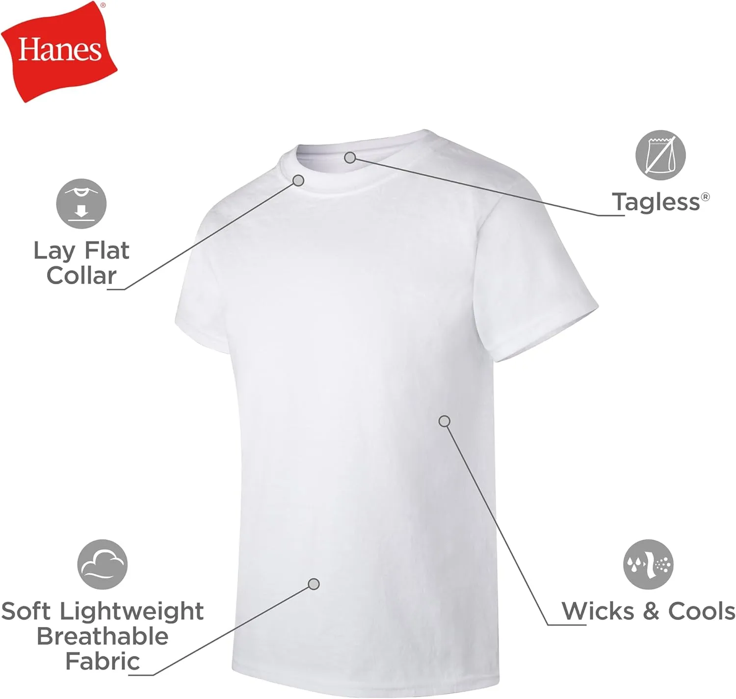 Hanes Undershirt, EcoSmart White T Boys, Short Sleeve Shirts, 5 or 10-Pack