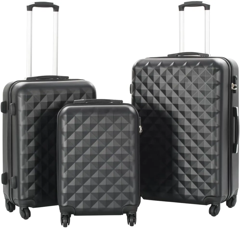 Hardcase Trolley Set 3 Piece with Security Lock, Durable ABS, Lightweight and Space-Saving, Black