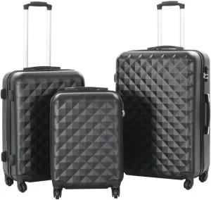 Hardcase Trolley Set 3 Piece with Security Lock, Durable ABS, Lightweight and Space-Saving, Black