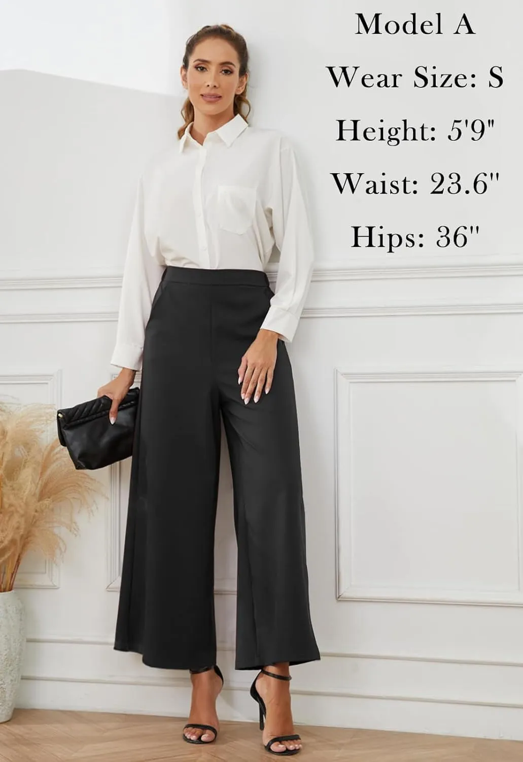 High Waisted Palazzo Pants for Women Dressy Wide Leg Work Pants Casual Trousers