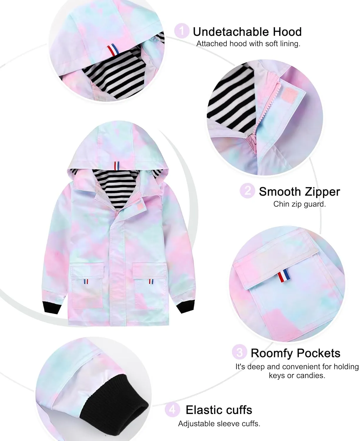 Hiheart Boys Girls Waterproof Hooded Jackets Cotton Lined Rain Jackets