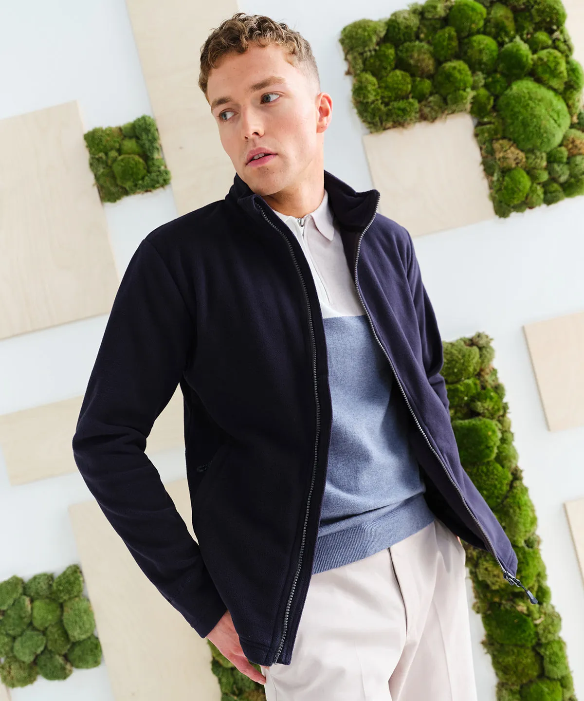 Honestly made recycled full zip microfleece | Navy