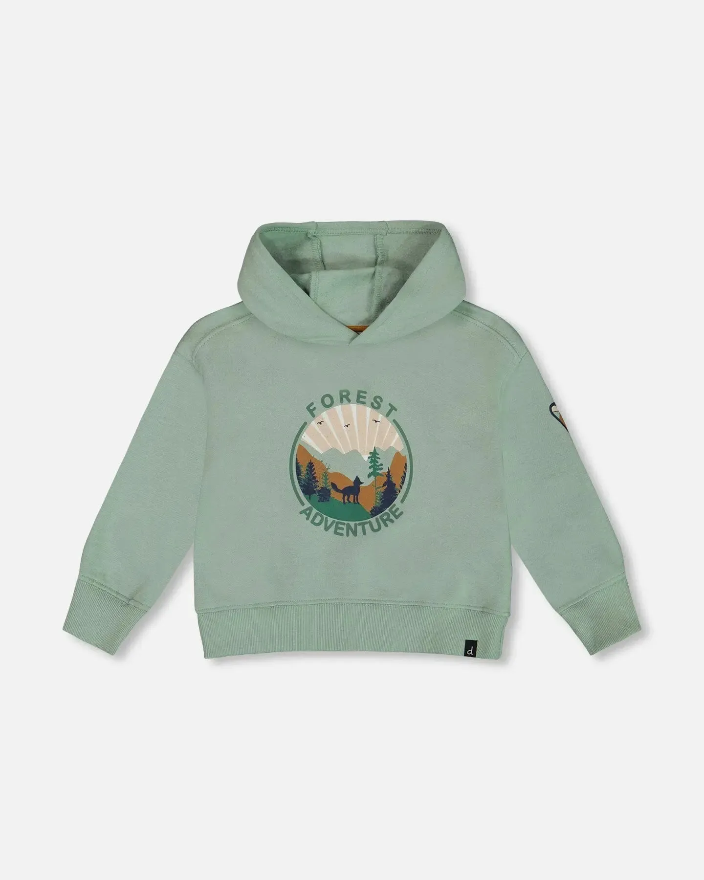 Hooded Fleece Sweatshirt With Print Sage