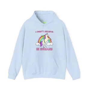 I Don't Believe In Humans Funny Unicorn Alien Sci-Fi Hoodie