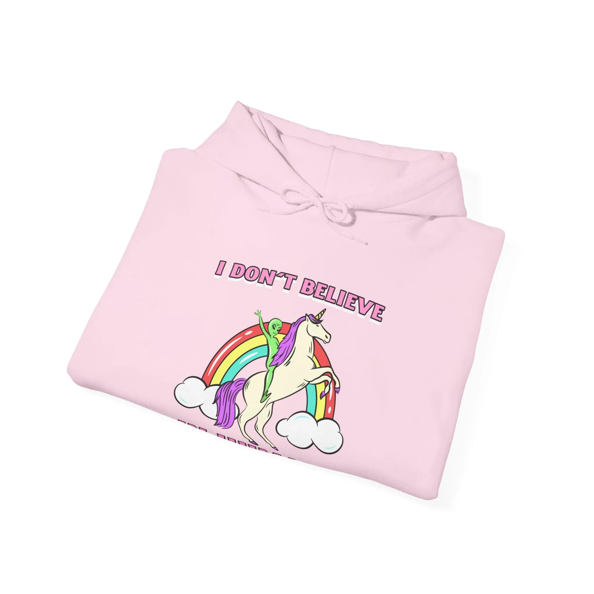 I Don't Believe In Humans Funny Unicorn Alien Sci-Fi Hoodie