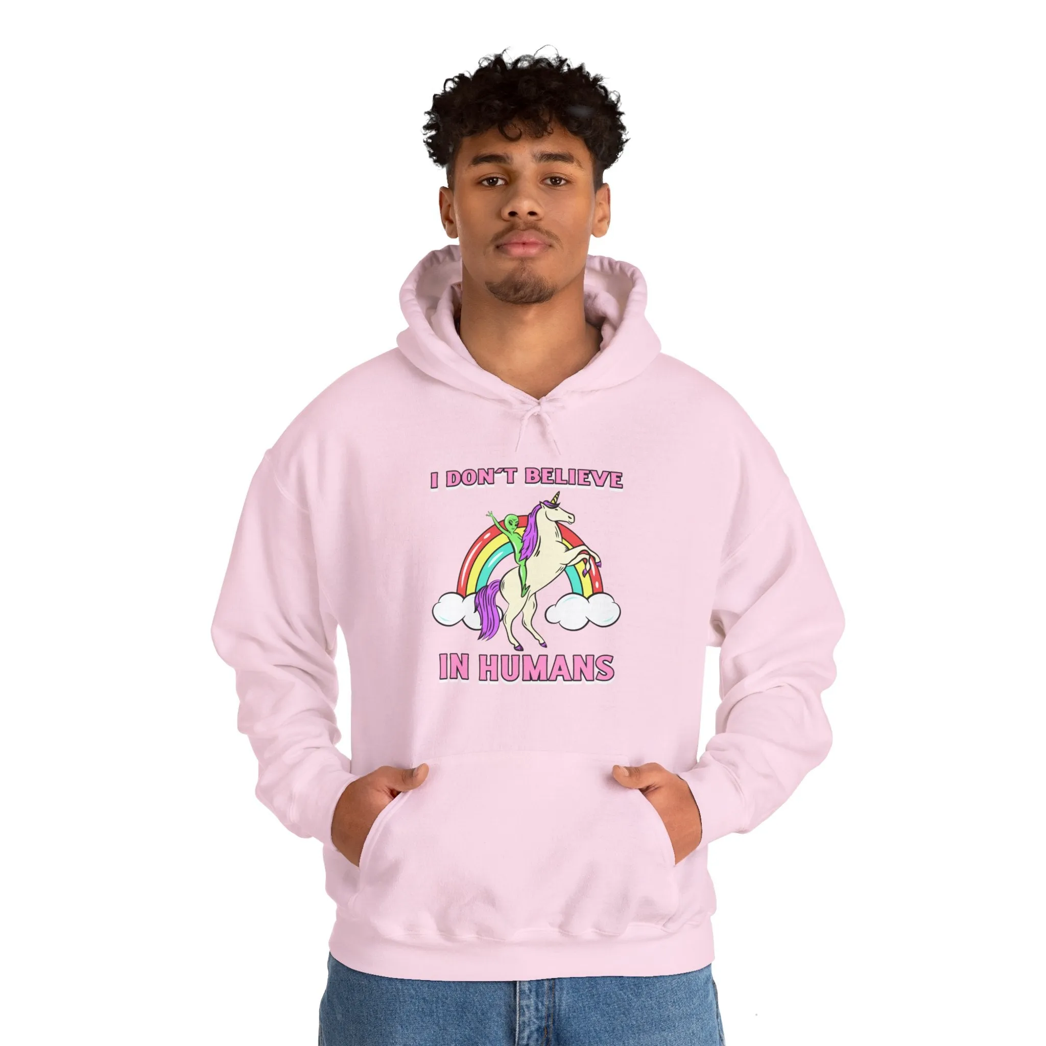 I Don't Believe In Humans Funny Unicorn Alien Sci-Fi Hoodie