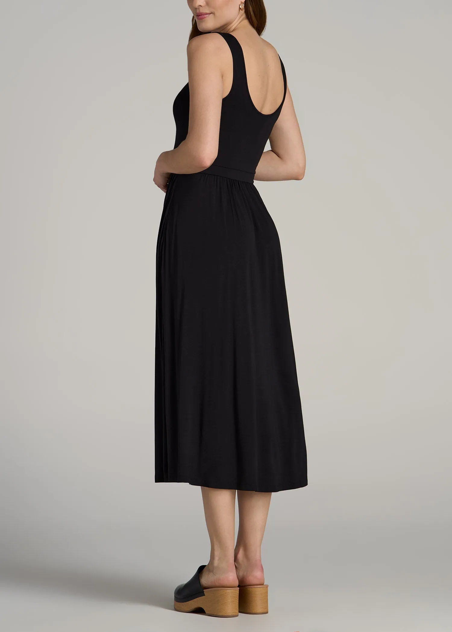 Jersey Tank Dress with Pockets for Tall Women in Black