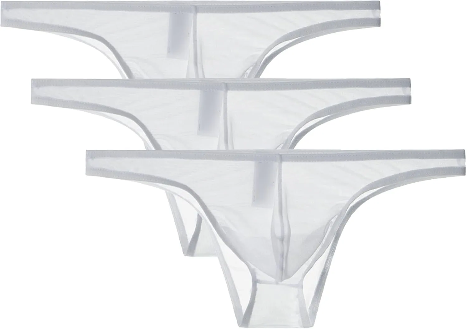 JEsilunmaMY Men's Mesh Transparent Bikini Briefs See Through Low Rise Underwear Solid Color Breathable Sheer Triangle Brief
