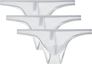 JEsilunmaMY Men's Mesh Transparent Bikini Briefs See Through Low Rise Underwear Solid Color Breathable Sheer Triangle Brief