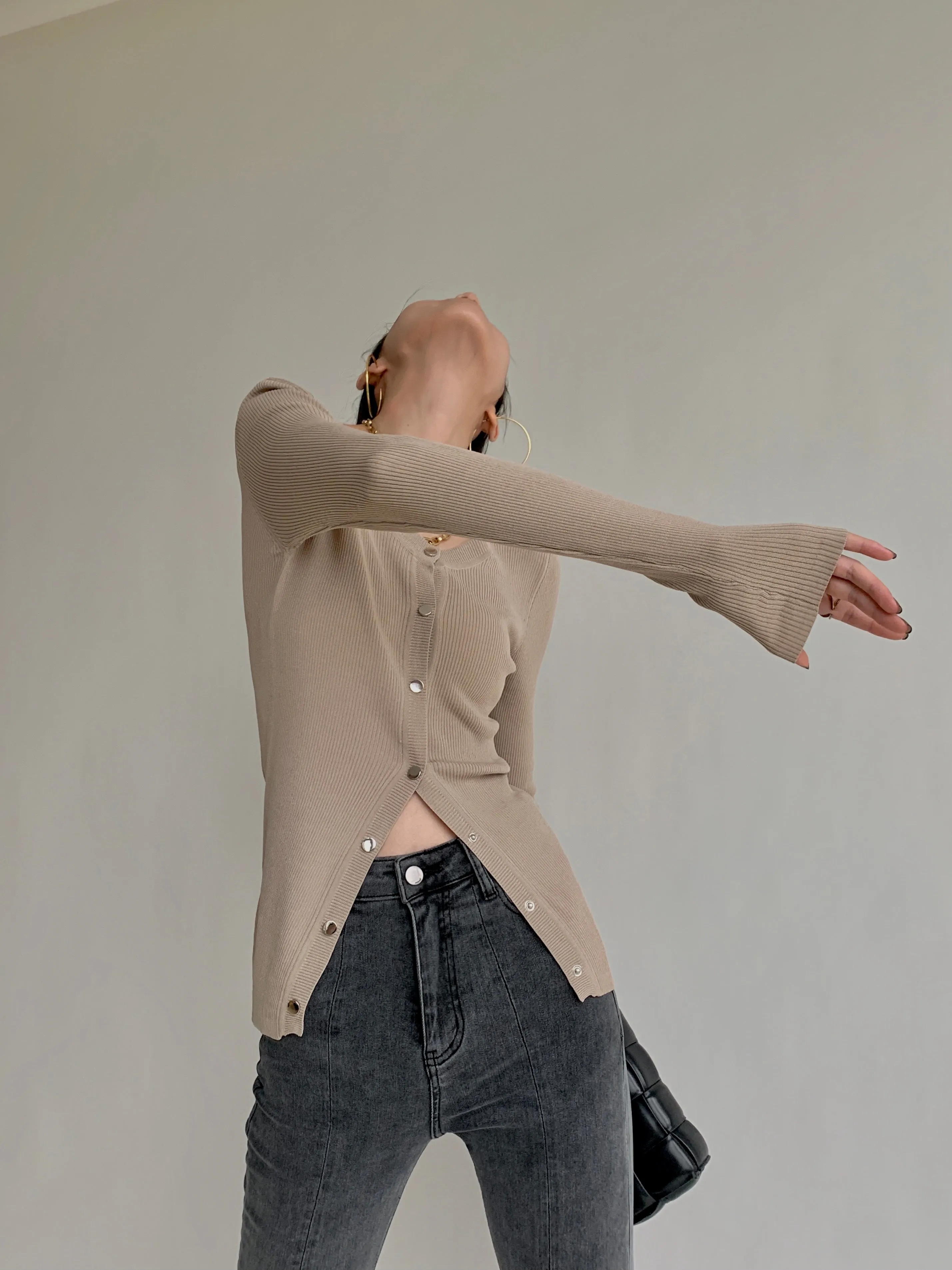 Knitted Classic Cardigan - Khaki