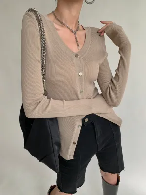 Knitted Classic Cardigan - Khaki