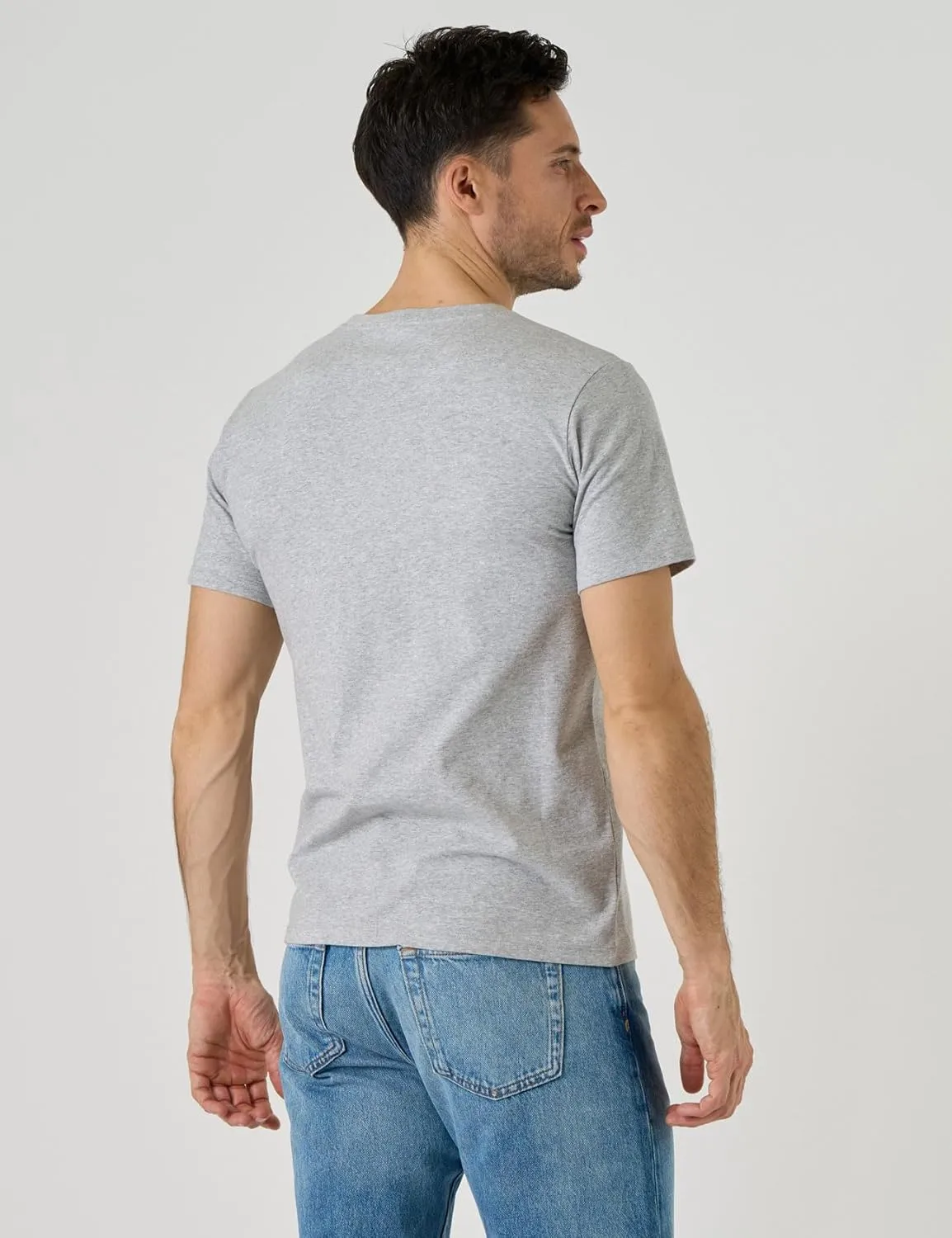 LAPASA Mens Cotton T-Shirt 3 Pack Stretch Solid Plain Short Sleeve Tag-Free Crew & V Neck Regular-Fit Soft M05/M06