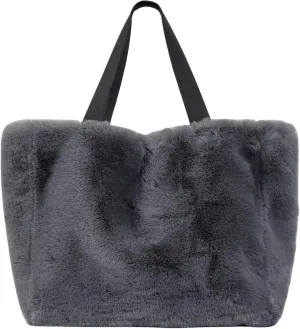 Large Tote Bag for Women Soft Winter Fluffy Fuzzy Furry Plush Top Handle Purse Fleece Shopping Shoulder Handbag