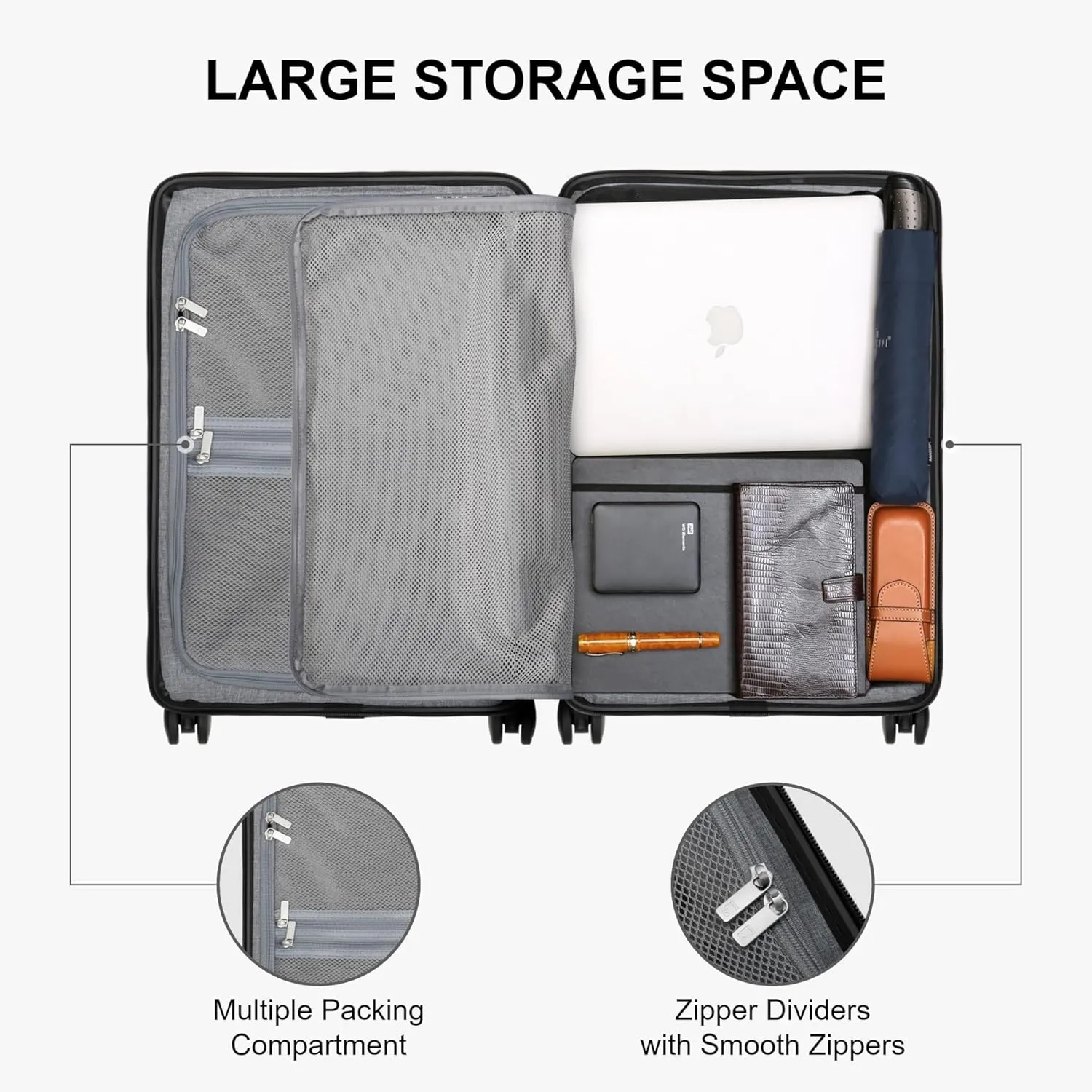 LEVEL8 Elegance Carry-on Suitcase, 20 Inch Carry on Luggage, Hardside Large Suitcases with Wheels, Tavel Bag with Tsa Lock, Light Blue