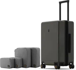 LEVEL8 Elegance Carry-on Suitcase, 20 Inch Carry on Luggage, Hardside Large Suitcases with Wheels, Tavel Bag with Tsa Lock, Olive Green