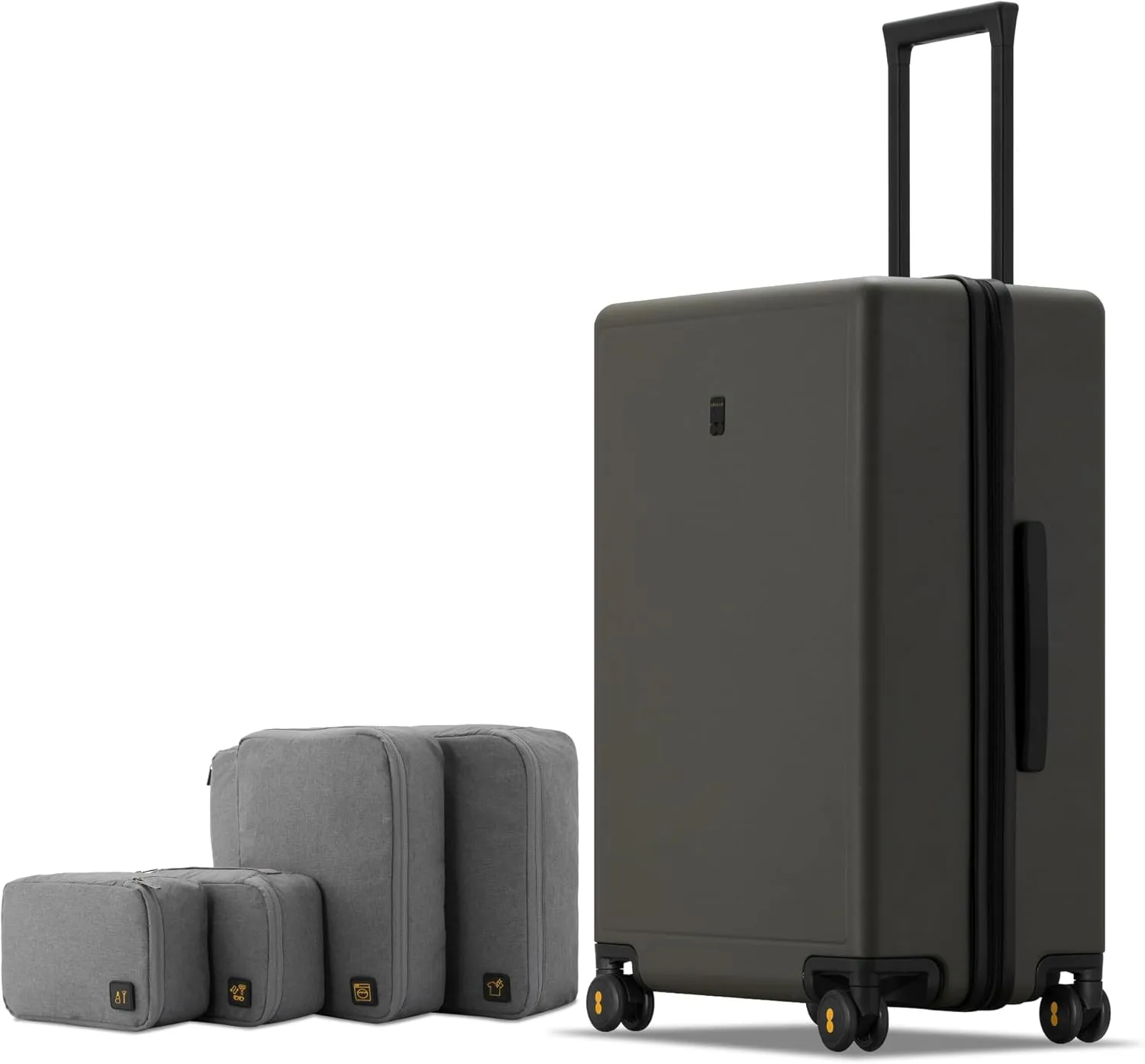 LEVEL8 Elegance Checked Luggage, 24 Inch Hardside Suitcase, Lightweight Matte Hardshell with Tsa Lock, Large Suitcases with Spinner Wheels, Olive Green