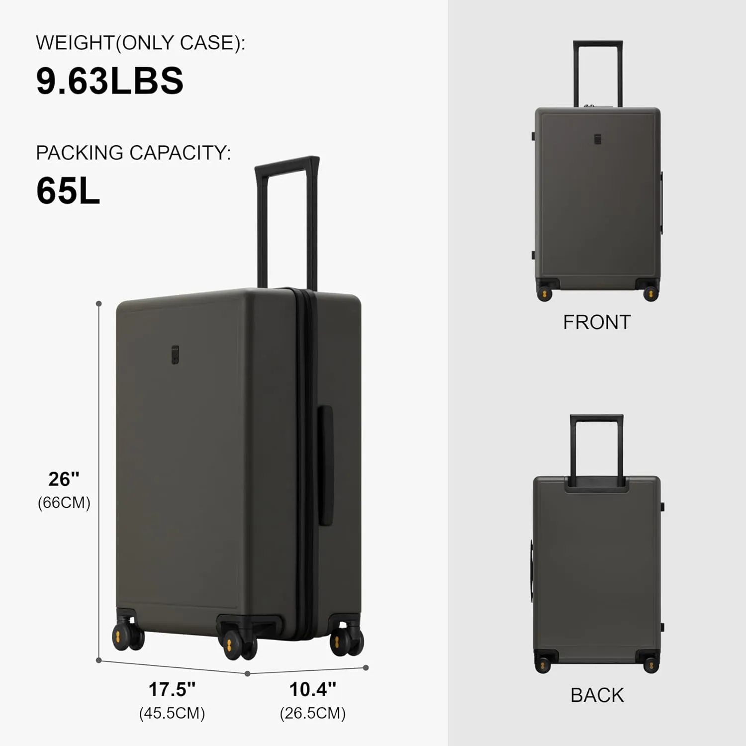 LEVEL8 Elegance Checked Luggage, 24 Inch Hardside Suitcase, Lightweight Matte Hardshell with Tsa Lock, Large Suitcases with Spinner Wheels, Olive Green