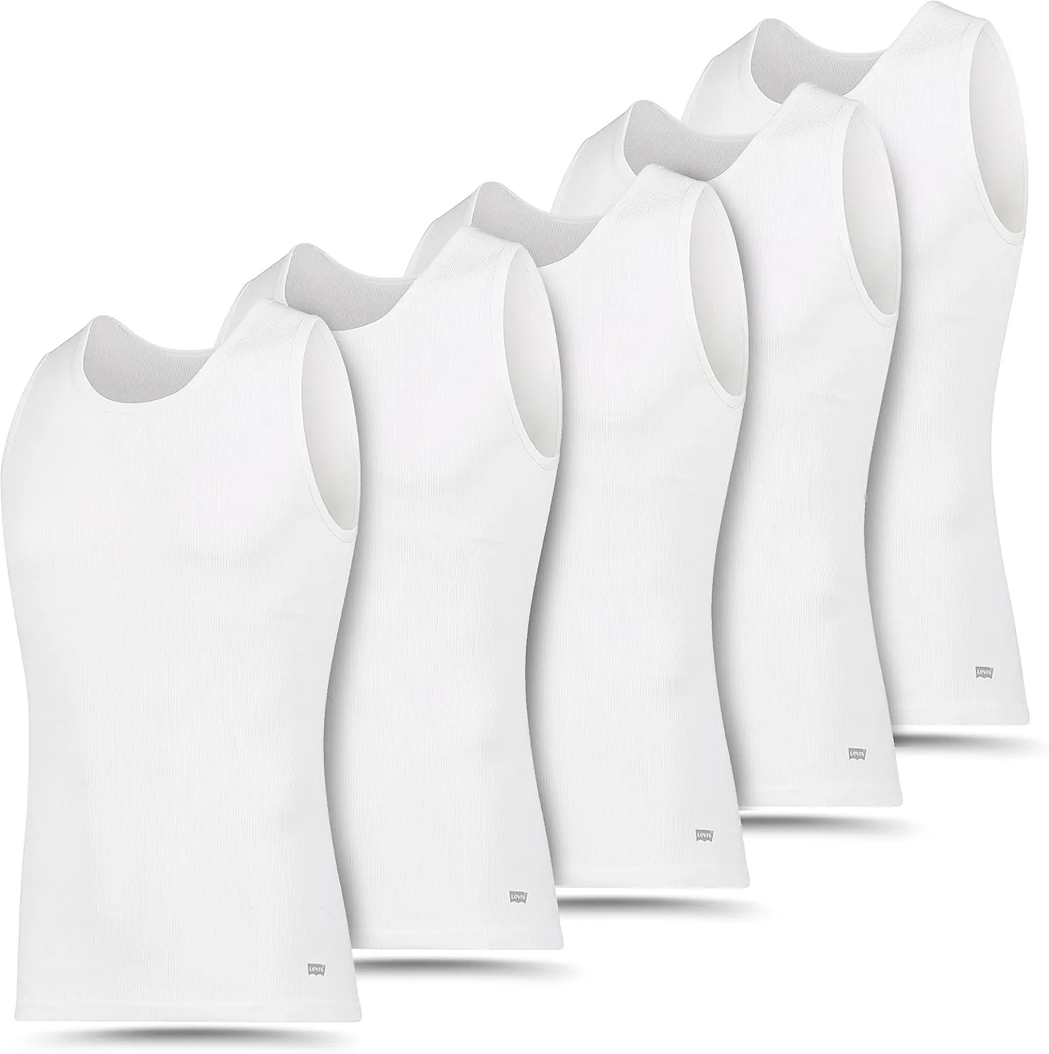 Levi's Lightweight Tank Tops for Men, 5 Pack Classic Ribbed Cotton Mens Undershirts