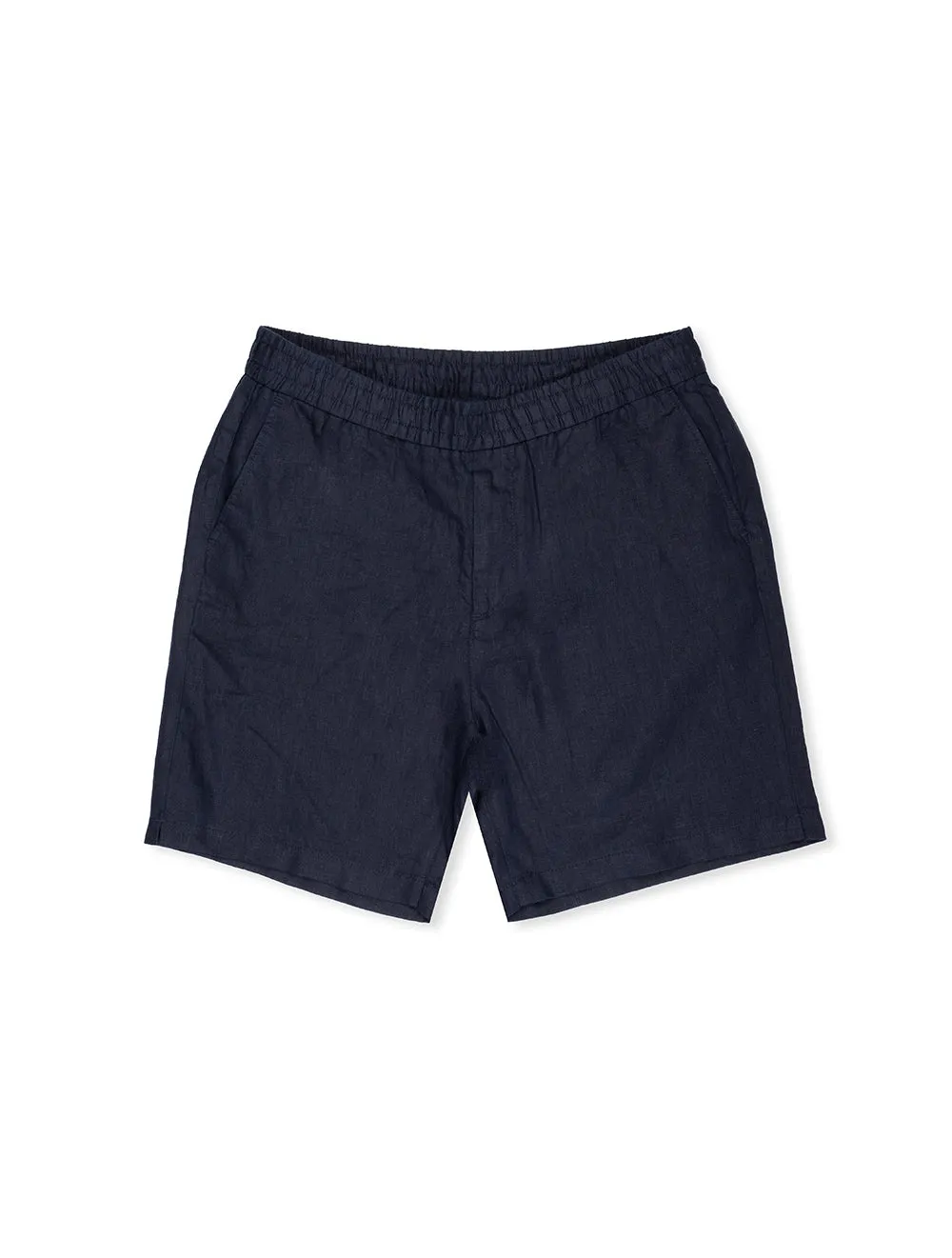 Linen Drawstring Shorts Evening Blue