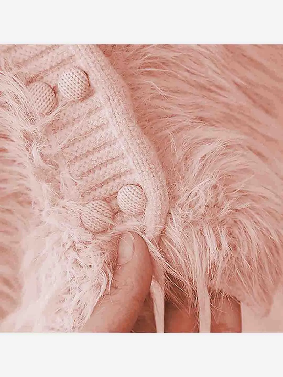 Little Surprise Box Peach Furry Knitted cardigan Sweater for Kids