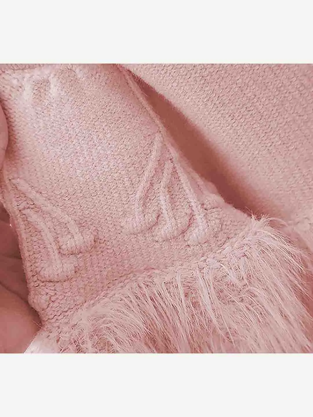 Little Surprise Box Peach Furry Knitted cardigan Sweater for Kids