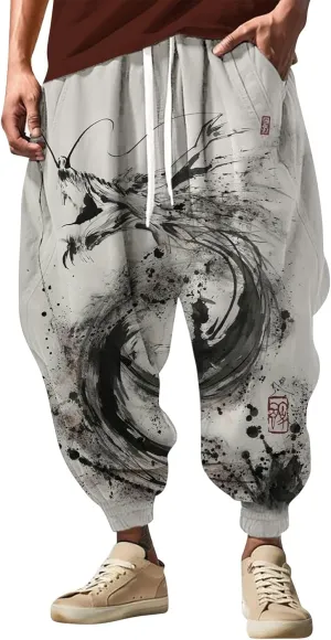 Loose Drop Crotch Trousers Street Feel Casual Sweatpants Graphic Pants Men Mens Yoga Pants Elephant Pants