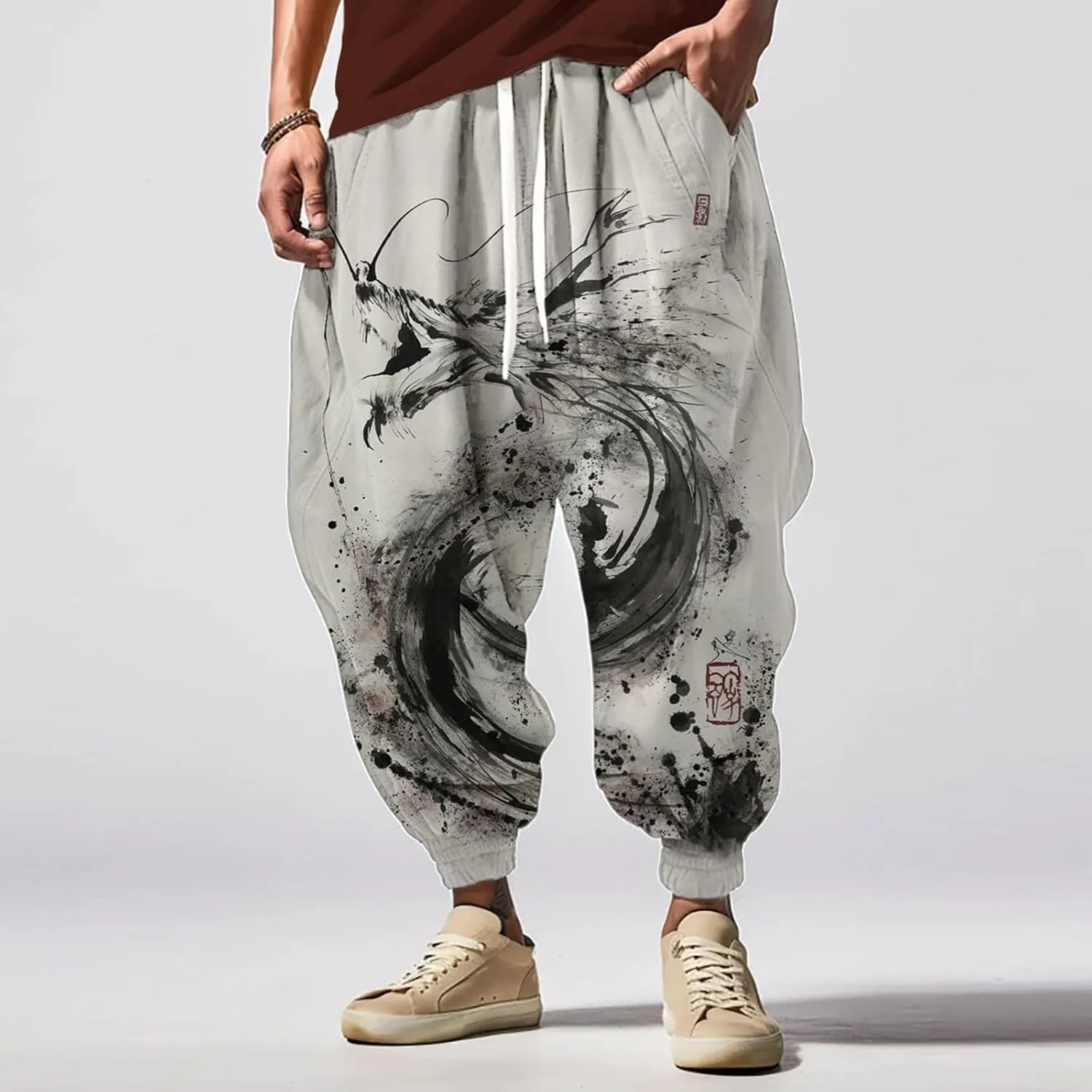 Loose Drop Crotch Trousers Street Feel Casual Sweatpants Graphic Pants Men Mens Yoga Pants Elephant Pants