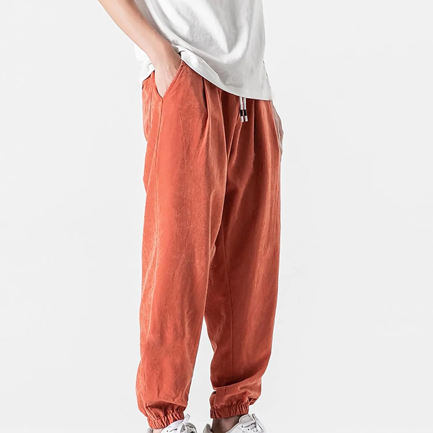 Man Pants for Men Fashion Casual Solid Stretch Waist Drawstring Trousers Outdoor Fashion Fall Baggy Joggers Sweatpant