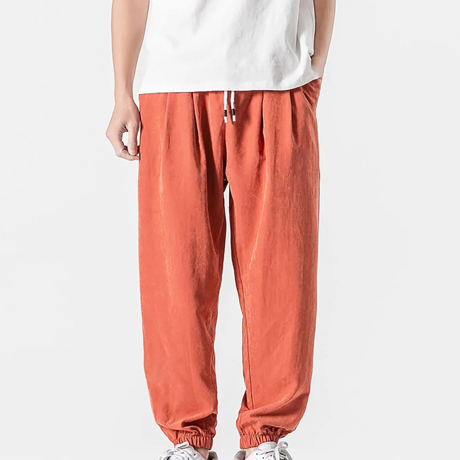 Man Pants for Men Fashion Casual Solid Stretch Waist Drawstring Trousers Outdoor Fashion Fall Baggy Joggers Sweatpant