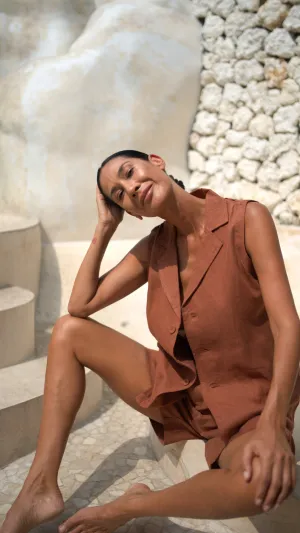 Marley Linen Shorts - Rust