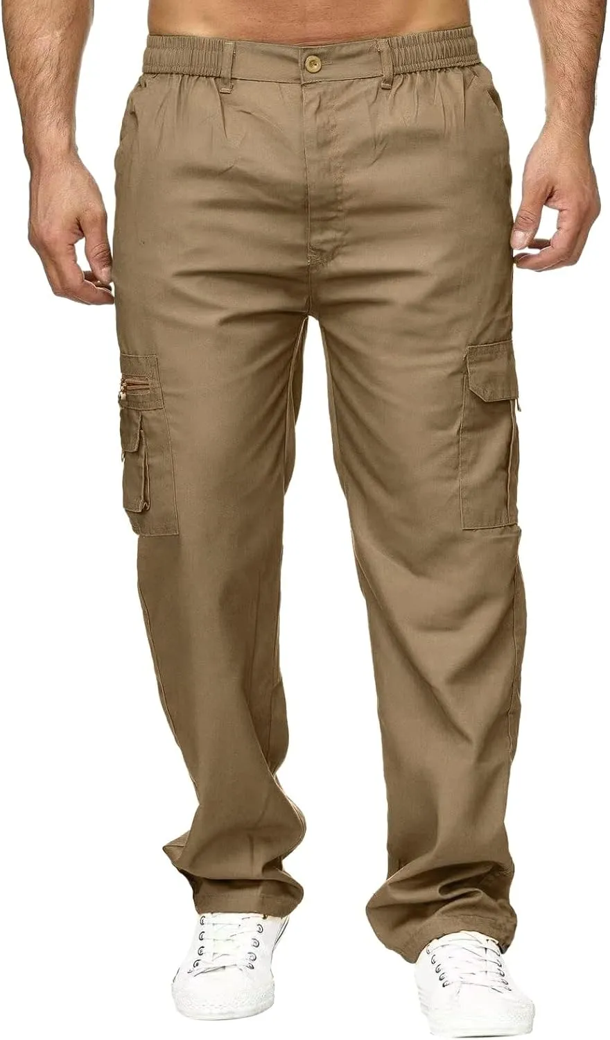Men's Cargo Pants with Mutil Pockets Open Bottom Big and Tall Sweatpants Lightweight Elastic Waiset Casual Athletic Joggers