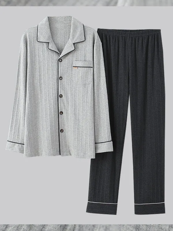Men's Cotton Knit Classic Pajamas Set