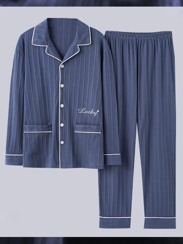 Men's Cotton Knit Classic Pajamas Set