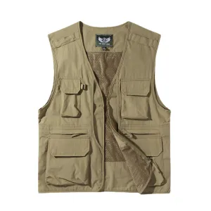 Men's Outdoor Multi-Pocket Zipper Single Breasted Casual Thick Vest