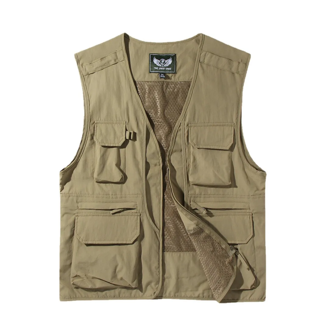 Men's Outdoor Multi-Pocket Zipper Single Breasted Casual Thick Vest