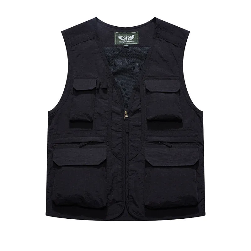 Men's Outdoor Multi-Pocket Zipper Single Breasted Casual Thick Vest