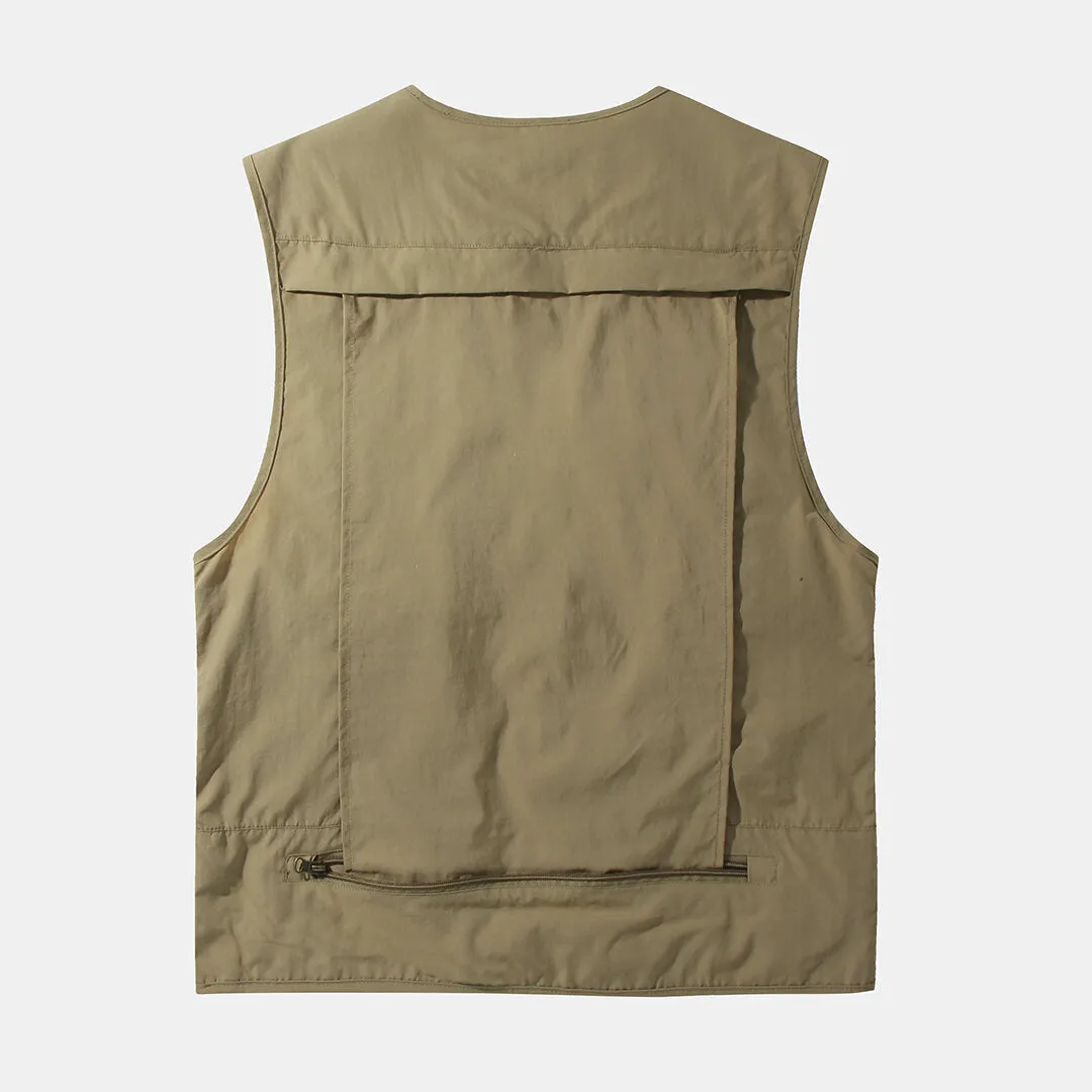 Men's Outdoor Multi-Pocket Zipper Single Breasted Casual Thick Vest