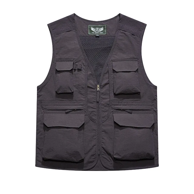 Men's Outdoor Multi-Pocket Zipper Single Breasted Casual Thick Vest