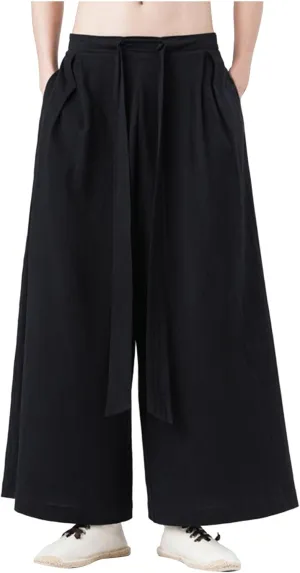 Mens Wide Leg Harem Pants Relaxed Fit Lightweight Plus Size Casual Pants Trendy Straight Leg Summer Beach Yoga Trousers
