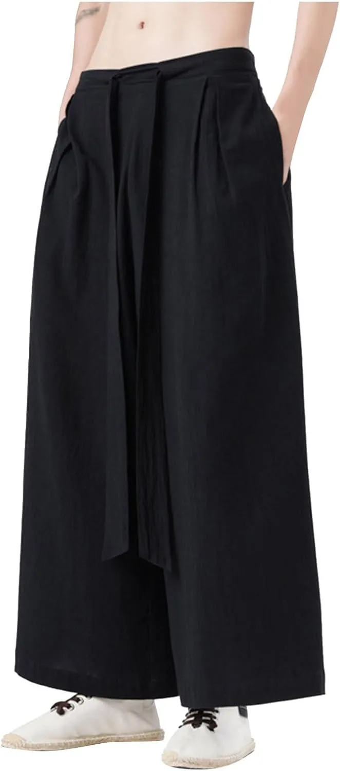 Mens Wide Leg Harem Pants Relaxed Fit Lightweight Plus Size Casual Pants Trendy Straight Leg Summer Beach Yoga Trousers